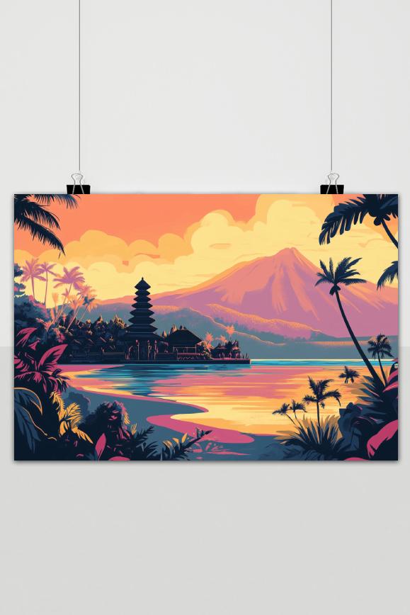 Affiche Bali Plage Temple