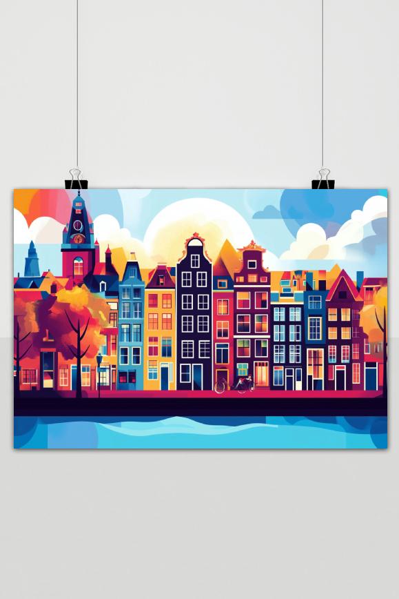 Póster Ámsterdam Colorido