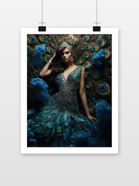 Peacock Woman Blue in an interior (7)