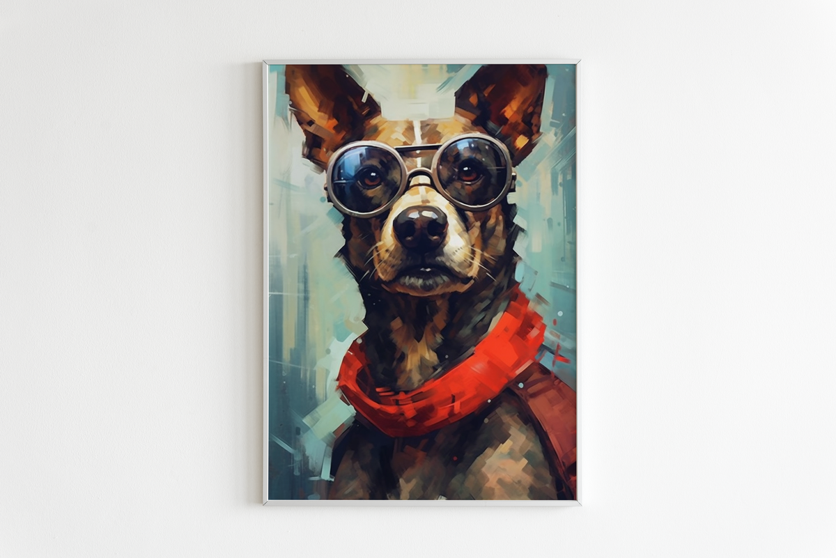 Chien avec Lunettes dans un intérieur