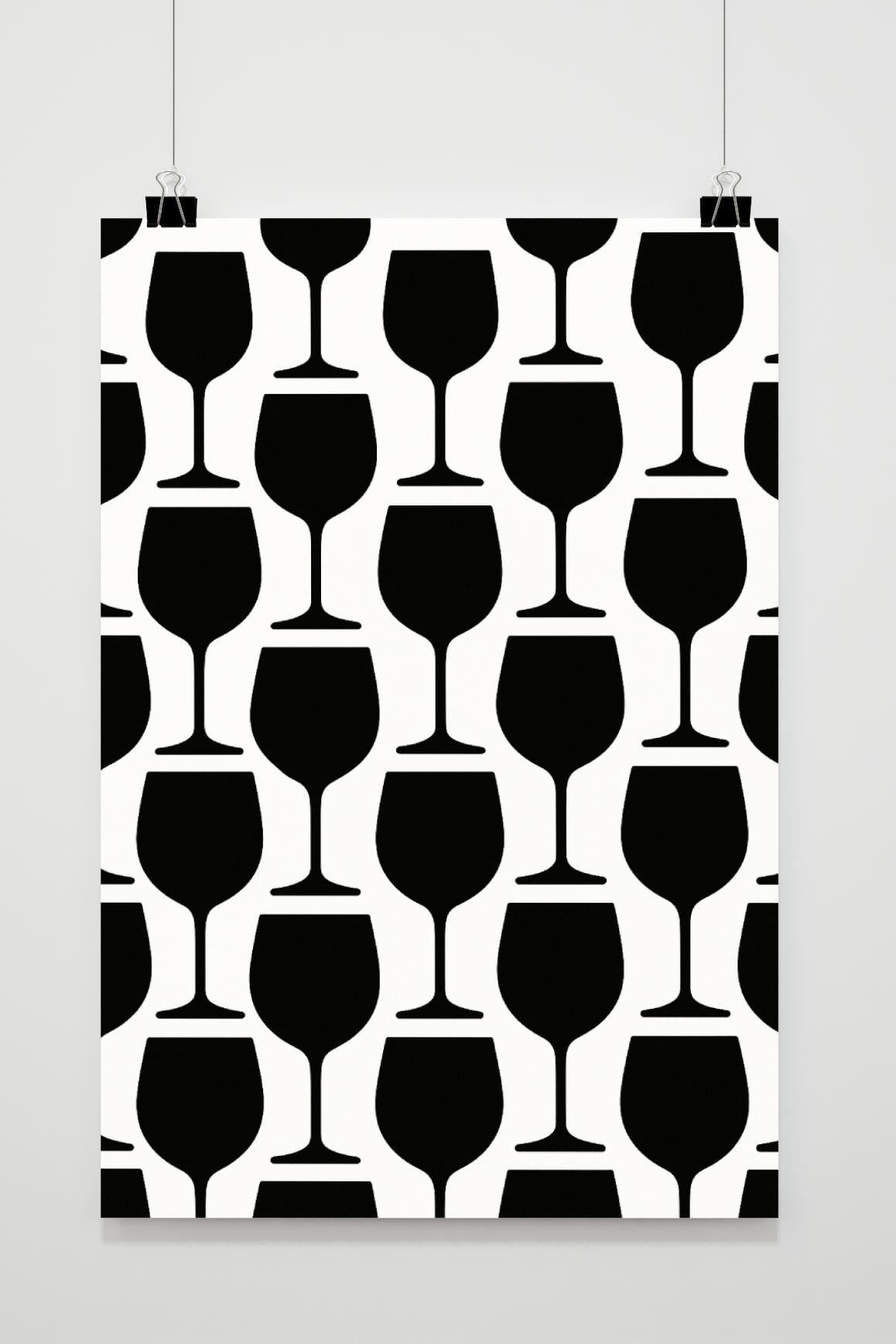 Wine Glasses Zwart-Wit in an interior