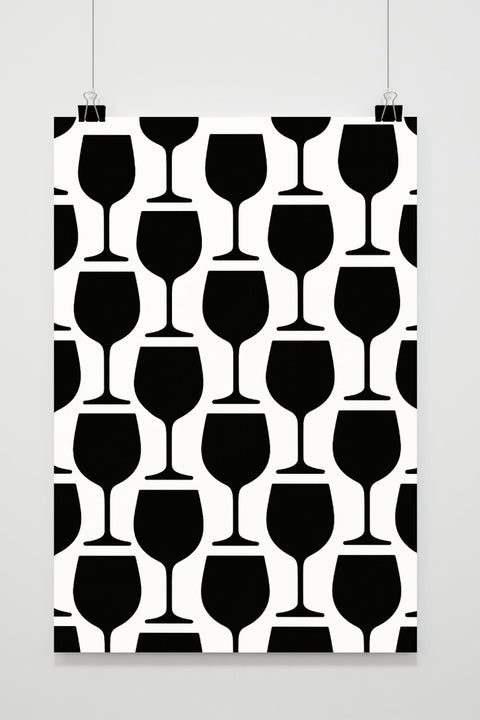 Wine Glasses Zwart-Wit poster