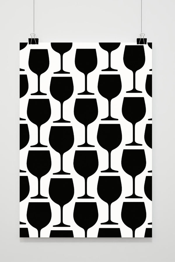 Affiche Wine Glasses Zwart-Wit