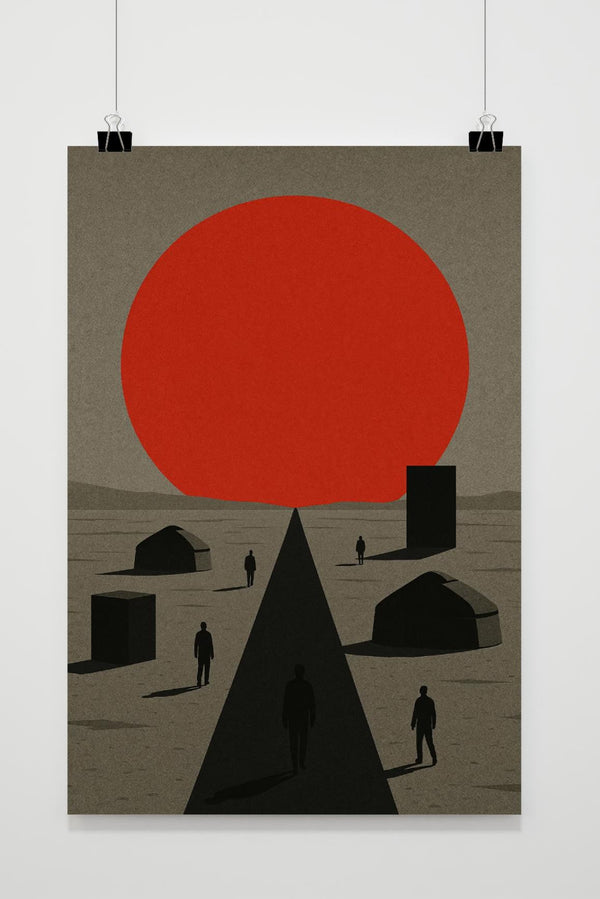 Affiche Red Sun Road Silhouette Landscape Surrealistic