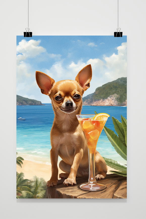 Affiche Chihuahua à la Plage de 25 Artstreet