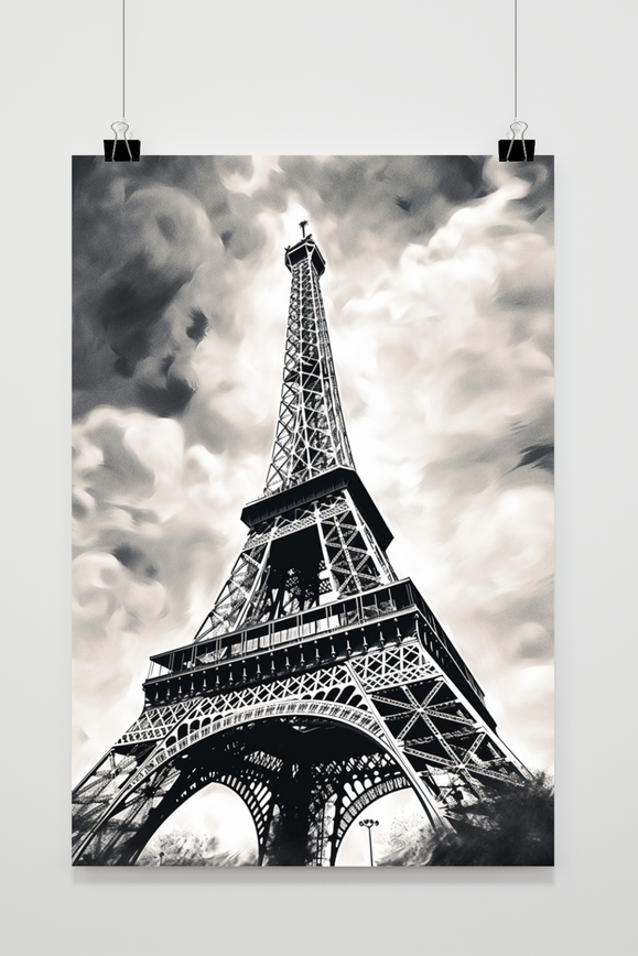 Póster Torre Eiffel Blanco y Negro de 25 Artstreet