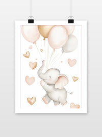 Elephant Balloon poster met witte rand