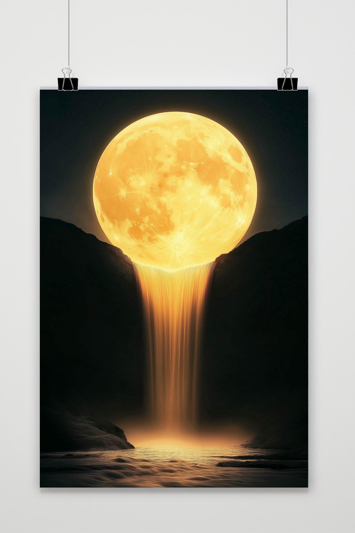 Affiche Full Moon Waterfall de 25 Artstreet