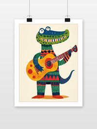 Crocodile Guitar poster met witte rand