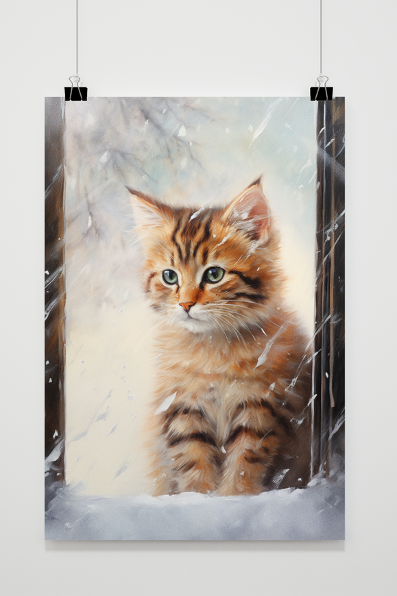 Kitten In Sneeuw poster