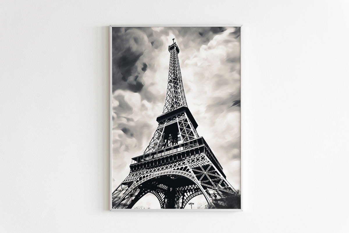 Torre Eiffel Blanco y Negro en un interior