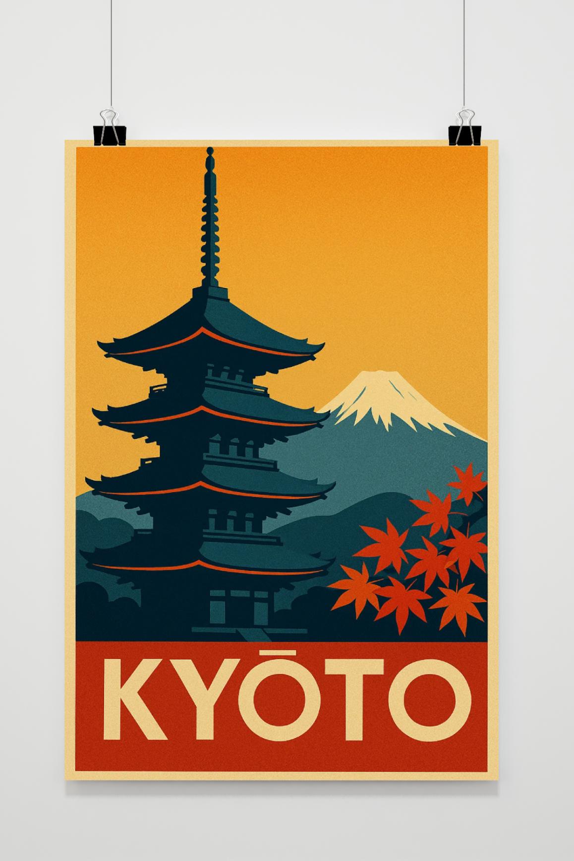 Kyoto Japan Mount Fuji Autumn Travel Poster von 25 Artstreet