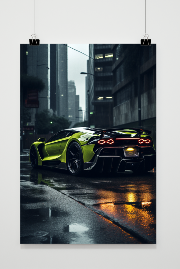 Groene Sportauto poster