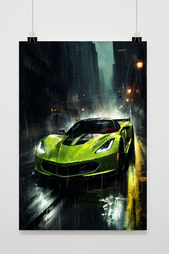 Groene Sportauto Abstract poster