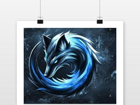 Fox Blue poster met witte rand