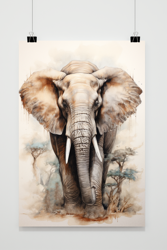 Affiche Éléphant abstrait