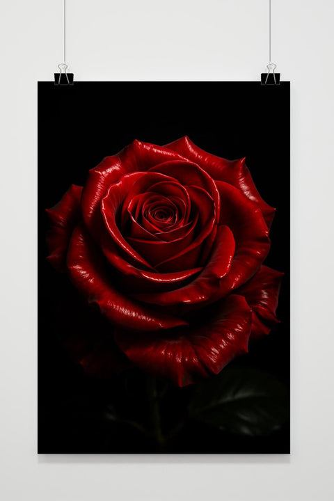 Red Rose Black Background Minimalist poster
