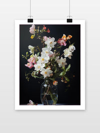 Vaas Met Bloemen poster met witte rand