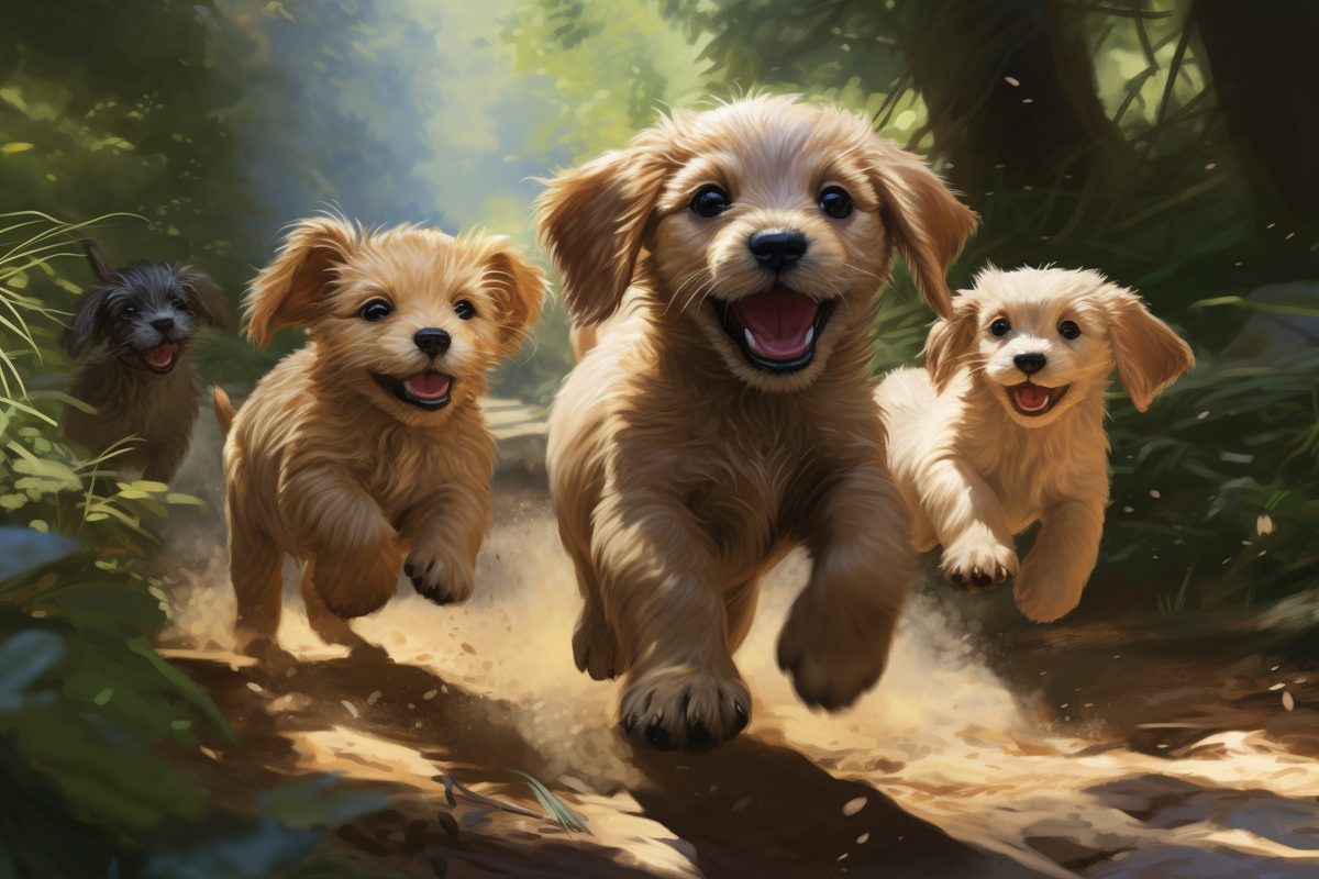 Puppies in interieur