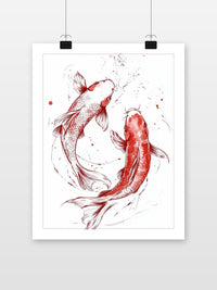 Koi poster met witte rand