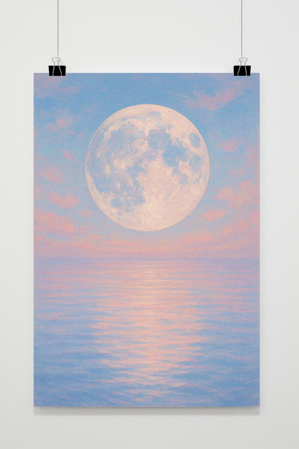 Moon Ocean Pastel Poster