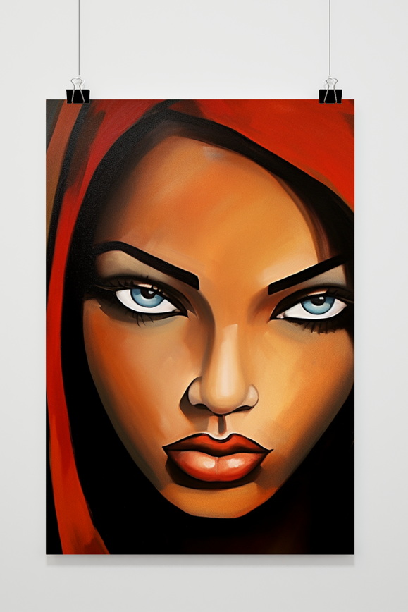 Affiche Femme Rouge Voilée