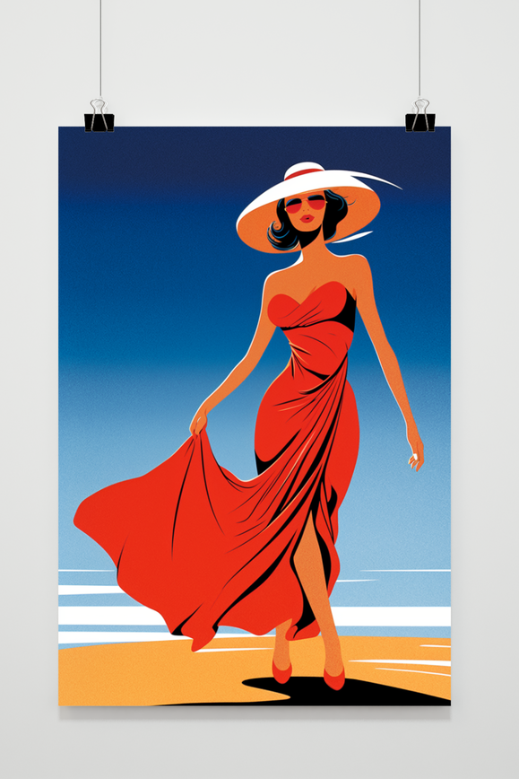 Póster Mujer Vestido Rojo de 25 Artstreet