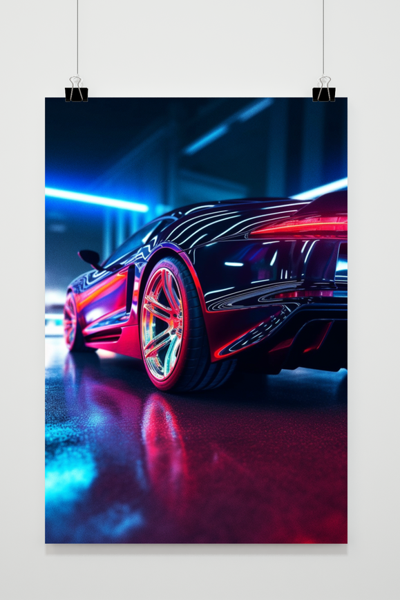 Neon Sportscar poster
