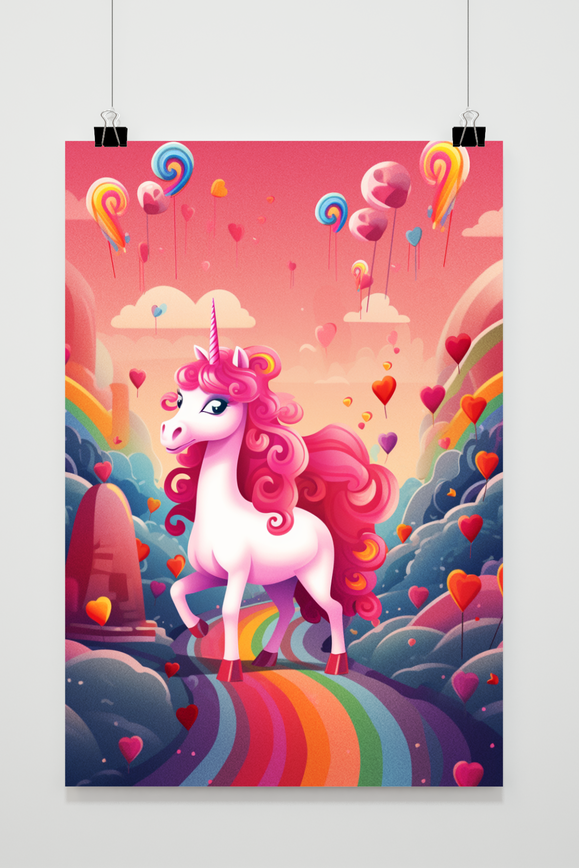 Eenhoorn Roze poster