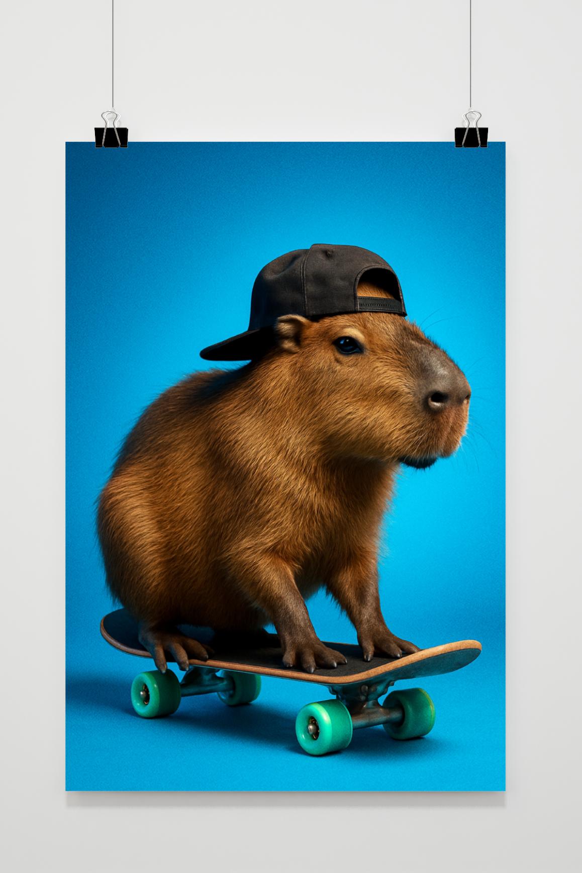 Capibara Skateboard dans un intérieur