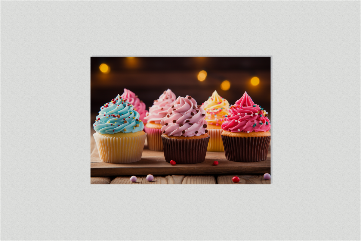 Cupcakes Coloridos en un interior