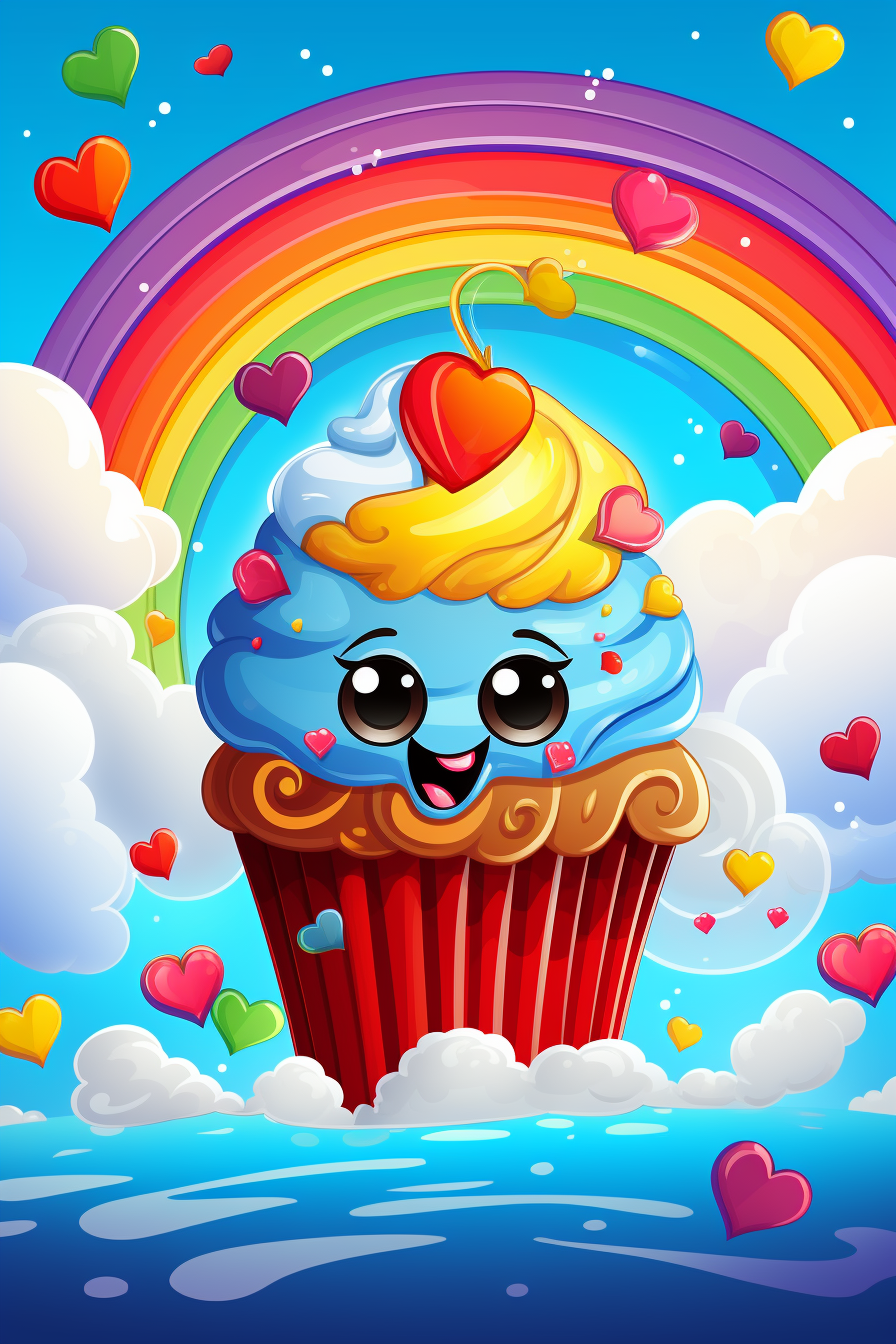 Cupcake Arc-en-ciel dans un intérieur