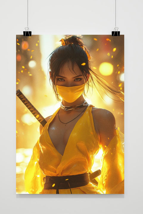 Yellow Ninja Woman Digital poster