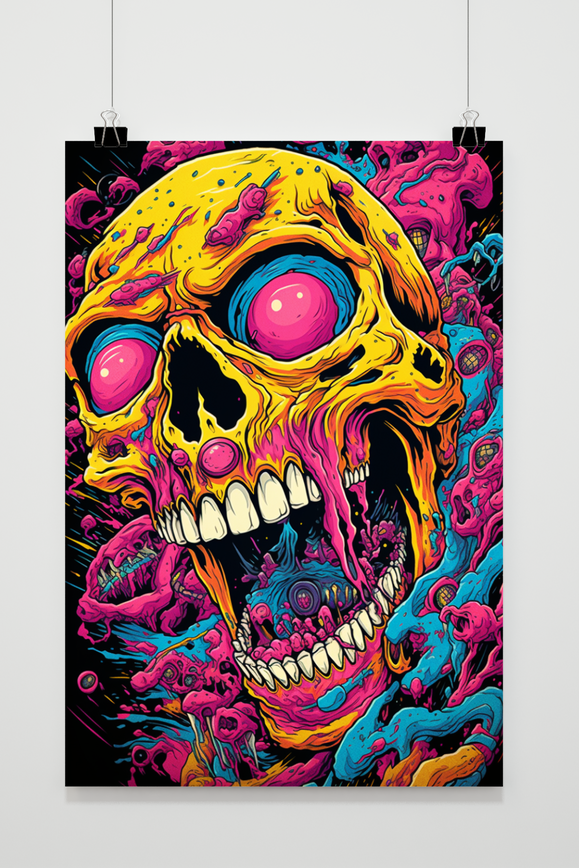 Doodshoofd Roze poster