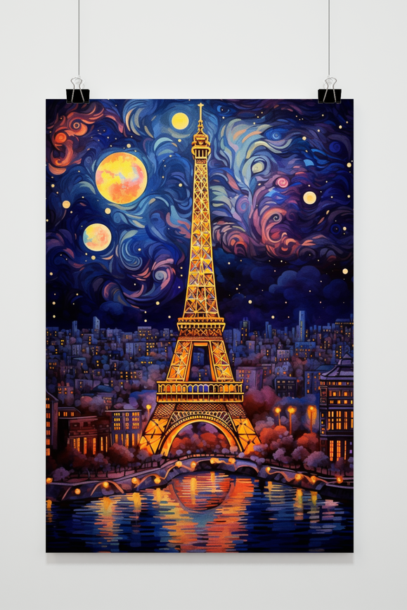 Póster Noche Estrellada París de 25 Artstreet