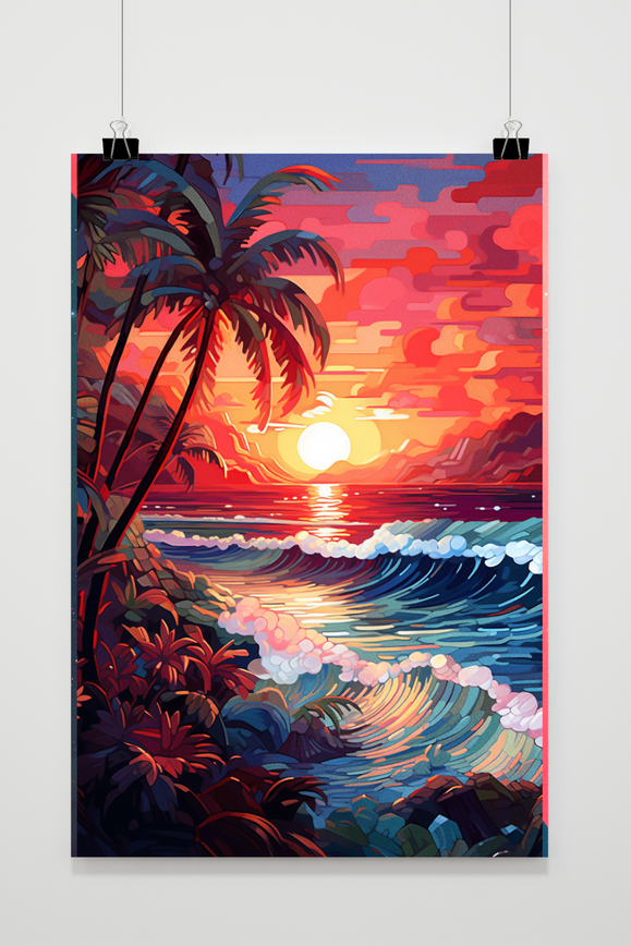 Affiche Palmier Soleil