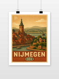 Nijmegen Netherlands Vintage poster met witte rand