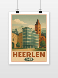 Heerlen Netherlands Vintage poster met witte rand