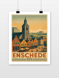 Enschede Netherlands Vintage poster met witte rand