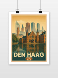 Den Haag Netherlands Vintage poster met witte rand
