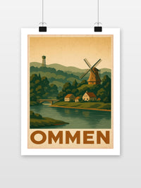 Ommen Vintage poster met witte rand