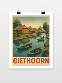 Giethoorn Vintage poster met witte rand