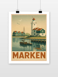 Marken Vintage poster met witte rand