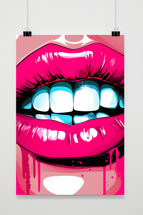 Póster Labios Rosas de 25 Artstreet