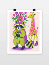 Raccoon Giraffe poster met witte rand