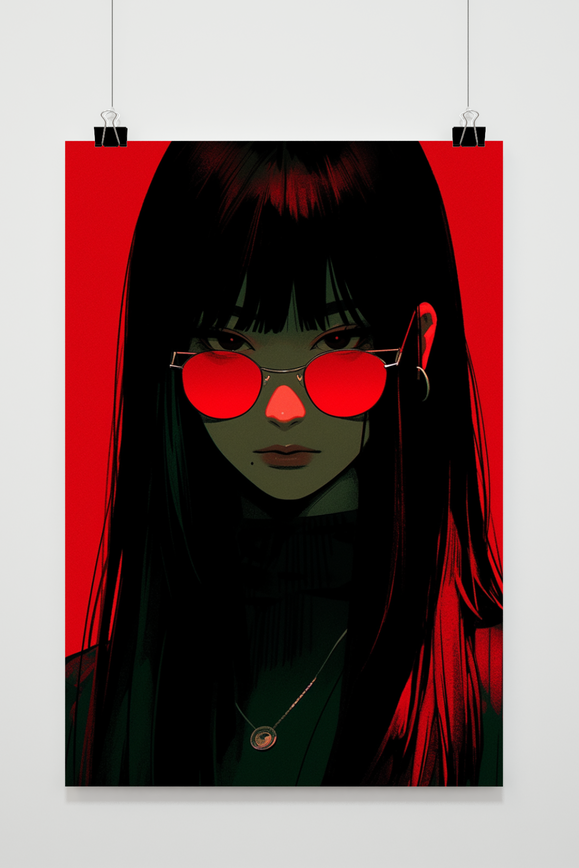 Póster Chica Anime Roja de 25 Artstreet