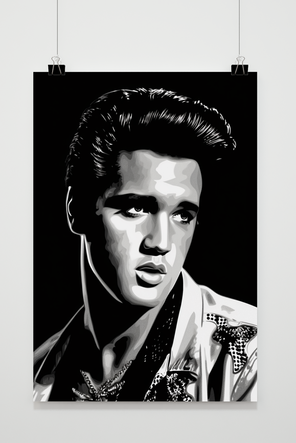 Affiche Elvis Black Mono de 25 Artstreet