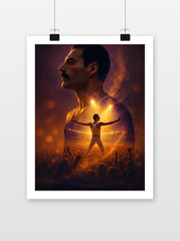 Queen Freddie Mercury poster met witte rand