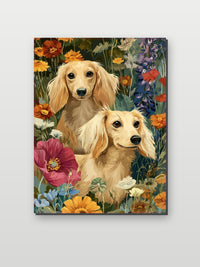 Dachshund Dogs Flowers im Interieur (6)