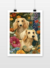 Dachshund Dogs Flowers im Interieur (7)